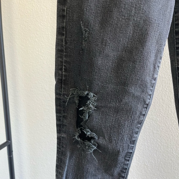AGOLDE | High Waist 'Feel Good' Distressed Raw Hem Skinny Jeans Black | Size 29 - Picture 10 of 10